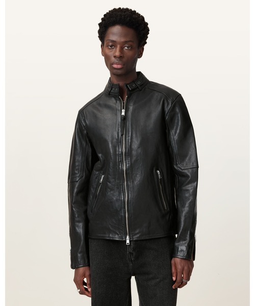 ALLSAINTS（オールセインツ）の「CORA LEATHER SNAP BACK COLLAR JACKET | CORA レザー スナップ バック カラー ジャケット（その他アウター・メンズ・ブラック・M/S/L/XS/XL/XXL）」の5枚目の写真