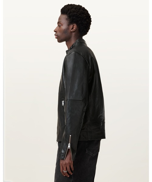 ALLSAINTS（オールセインツ）の「CORA LEATHER SNAP BACK COLLAR JACKET | CORA レザー スナップ バック カラー ジャケット（その他アウター・メンズ・ブラック・M/S/L/XS/XL/XXL）」の8枚目の写真