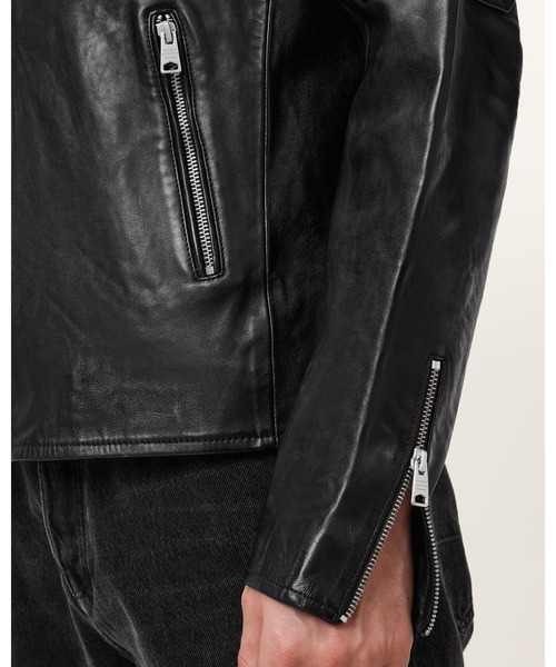 ALLSAINTS（オールセインツ）の「CORA LEATHER SNAP BACK COLLAR JACKET | CORA レザー スナップ バック カラー ジャケット（その他アウター・メンズ・ブラック・M/S/L/XS/XL/XXL）」の14枚目の写真