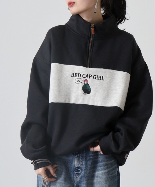 FUNALIVE(ファンアライブ)の「RED CAP GIRL 裏起毛パネル切替RCG刺繍HALFZIP(スウェット・メンズ・ネイビー/ダークグレー/アッシュグレー・M/L)」の10枚目の写真
