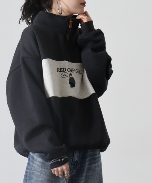 FUNALIVE(ファンアライブ)の「RED CAP GIRL 裏起毛パネル切替RCG刺繍HALFZIP(スウェット・メンズ・ネイビー/ダークグレー/アッシュグレー・M/L)」の11枚目の写真