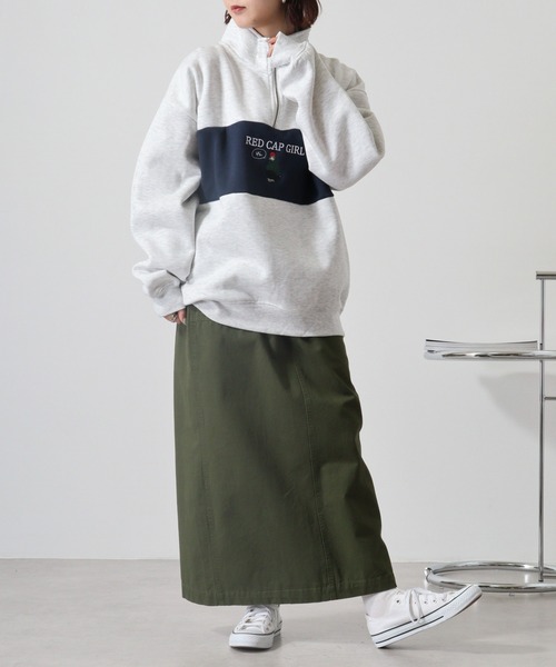 FUNALIVE(ファンアライブ)の「RED CAP GIRL 裏起毛パネル切替RCG刺繍HALFZIP(スウェット・メンズ・ネイビー/ダークグレー/アッシュグレー・M/L)」の8枚目の写真