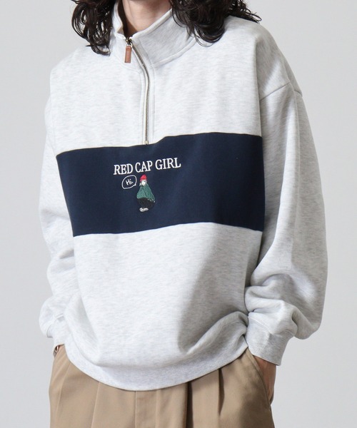 FUNALIVE(ファンアライブ)の「RED CAP GIRL 裏起毛パネル切替RCG刺繍HALFZIP(スウェット・メンズ・ネイビー/ダークグレー/アッシュグレー・M/L)」の17枚目の写真