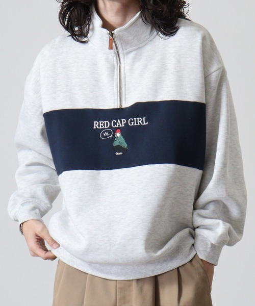 FUNALIVE(ファンアライブ)の「RED CAP GIRL 裏起毛パネル切替RCG刺繍HALFZIP(スウェット・メンズ・ネイビー/ダークグレー/アッシュグレー・M/L)」の18枚目の写真