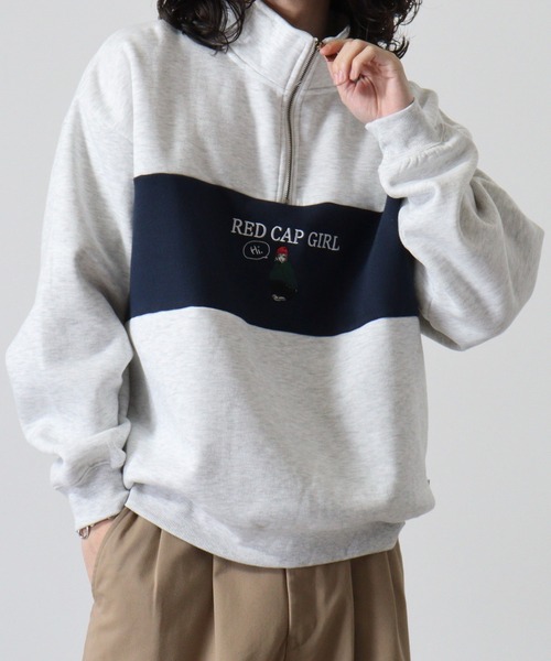 FUNALIVE(ファンアライブ)の「RED CAP GIRL 裏起毛パネル切替RCG刺繍HALFZIP(スウェット・メンズ・ネイビー/ダークグレー/アッシュグレー・M/L)」の19枚目の写真