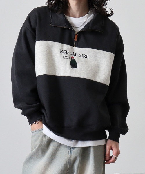 FUNALIVE(ファンアライブ)の「RED CAP GIRL 裏起毛パネル切替RCG刺繍HALFZIP(スウェット・メンズ・ネイビー/ダークグレー/アッシュグレー・M/L)」の21枚目の写真