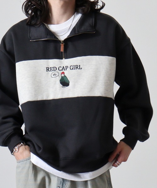 FUNALIVE(ファンアライブ)の「RED CAP GIRL 裏起毛パネル切替RCG刺繍HALFZIP(スウェット・メンズ・ネイビー/ダークグレー/アッシュグレー・M/L)」の22枚目の写真