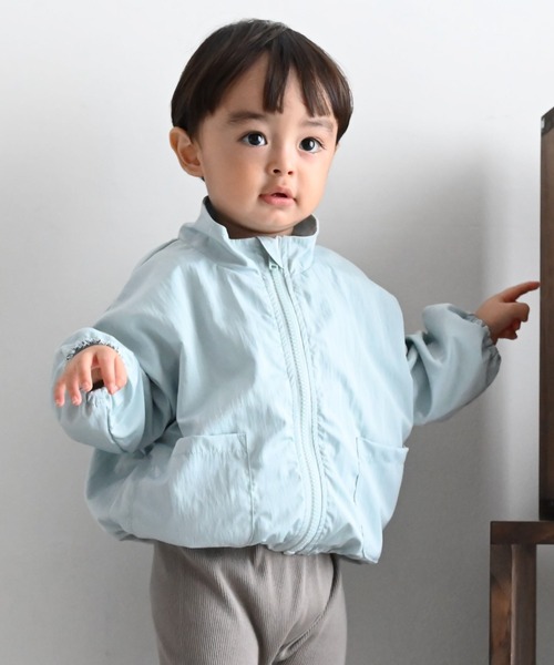 PUPPAPUPO(プッパプーポ)の「バルーンシルエット ウィンドブレーカー 撥水加工(ブルゾン・キッズ・アクア/アイボリー/グレイッシュベージュ・130/120/110/100/90/80)」の3枚目の写真