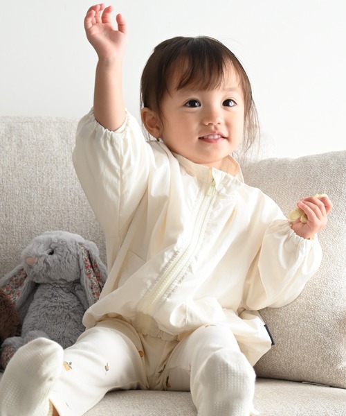 PUPPAPUPO(プッパプーポ)の「バルーンシルエット ウィンドブレーカー 撥水加工(ブルゾン・キッズ・アクア/アイボリー/グレイッシュベージュ・130/120/110/100/90/80)」の2枚目の写真