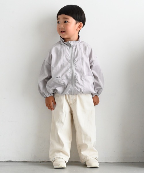 PUPPAPUPO(プッパプーポ)の「バルーンシルエット ウィンドブレーカー 撥水加工(ブルゾン・キッズ・アクア/アイボリー/グレイッシュベージュ・130/120/110/100/90/80)」の15枚目の写真