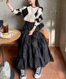 5段ティアードロングスカート