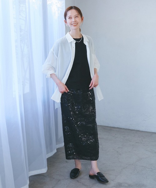 ROPE' PICNIC(ロペピクニック)の「【接触冷感・通気性】お着軽シャツシリーズ/綿ボイルバックタックシャツ(シャツ/ブラウス・レディース・オレンジ/イエロー/ライトグリーン/ピンク/ブラウン/ブルー/オフホワイト/サックスブルー・38)」の11枚目の写真