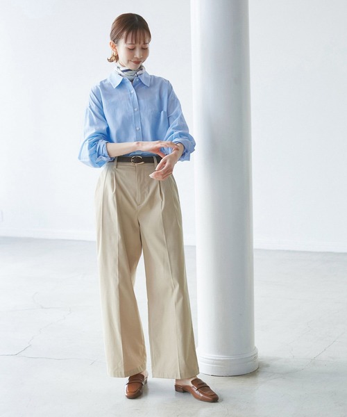 ROPE' PICNIC(ロペピクニック)の「【接触冷感・通気性】お着軽シャツシリーズ/綿ボイルバックタックシャツ(シャツ/ブラウス・レディース・オレンジ/イエロー/ライトグリーン/ピンク/ブラウン/ブルー/オフホワイト/サックスブルー・38)」の21枚目の写真