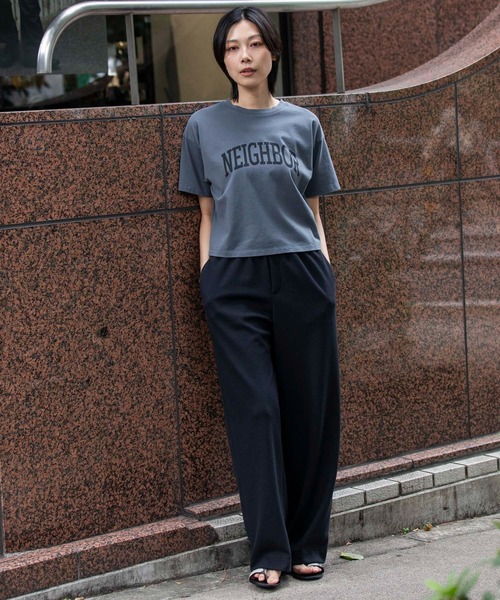 Munich（ミューニック）の「ロゴプリントTシャツ（Tシャツ/カットソー・レディース・モカ/ホワイト/ダークグレー/ライトカーキ・FREE）」の10枚目の写真