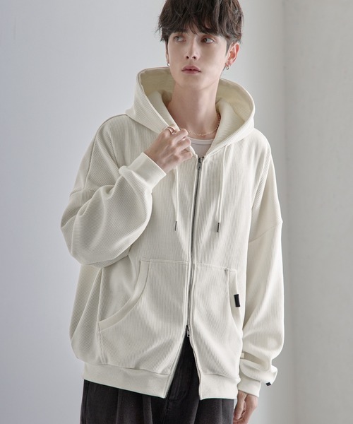 ETELIO(エテリオ)の「ヴィンテージ加工スウェット /カットコーデュロイ PUピスデザインダブルジップパーカー(パーカー・メンズ・ブラック系/ブラック/ワイン系/グレー系/ブルー/アイボリー/ワイン/ブラウン/ブルー系/ブラウン系・XL/L/M/S)」の12枚目の写真