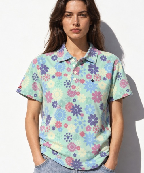 TMT Classic（ティーエムティークラシック）の「ソフトパイル ポロシャツ（FLOWER）（ポロシャツ・メンズ・ホワイト/グリーン/ブルー/オレンジ・LARGE/X-LARGE/SMALL/MEDIUM）」の3枚目の写真