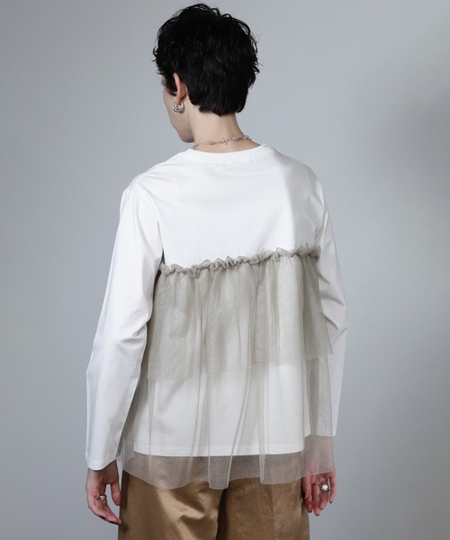 ROSE BUD(ローズバッド)の「【WEB・一部店舗限定】チュールティアードプルオーバー(Tシャツ/カットソー・レディース・ブラック/ホワイト・ONE SIZE)」の8枚目の写真