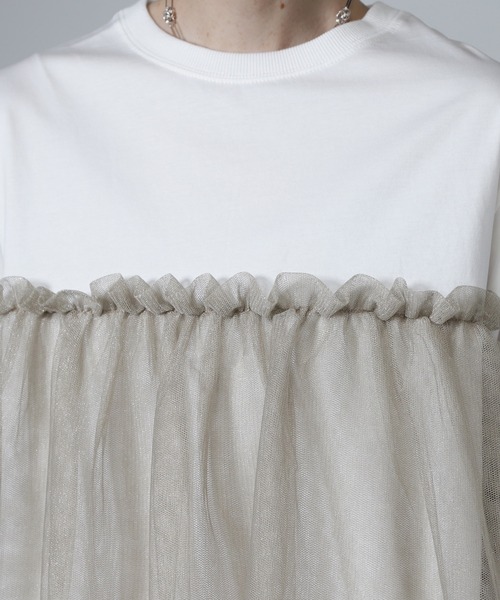 ROSE BUD(ローズバッド)の「【WEB・一部店舗限定】チュールティアードプルオーバー(Tシャツ/カットソー・レディース・ブラック/ホワイト・ONE SIZE)」の9枚目の写真