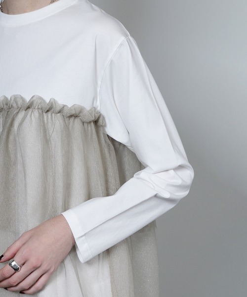 ROSE BUD(ローズバッド)の「【WEB・一部店舗限定】チュールティアードプルオーバー(Tシャツ/カットソー・レディース・ブラック/ホワイト・ONE SIZE)」の10枚目の写真