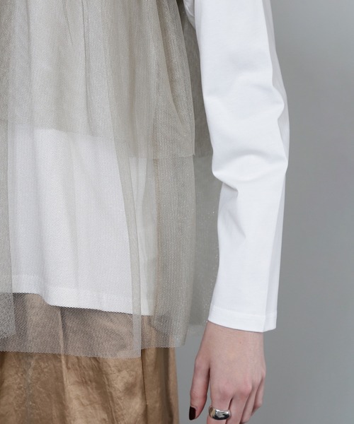 ROSE BUD(ローズバッド)の「【WEB・一部店舗限定】チュールティアードプルオーバー(Tシャツ/カットソー・レディース・ブラック/ホワイト・ONE SIZE)」の11枚目の写真