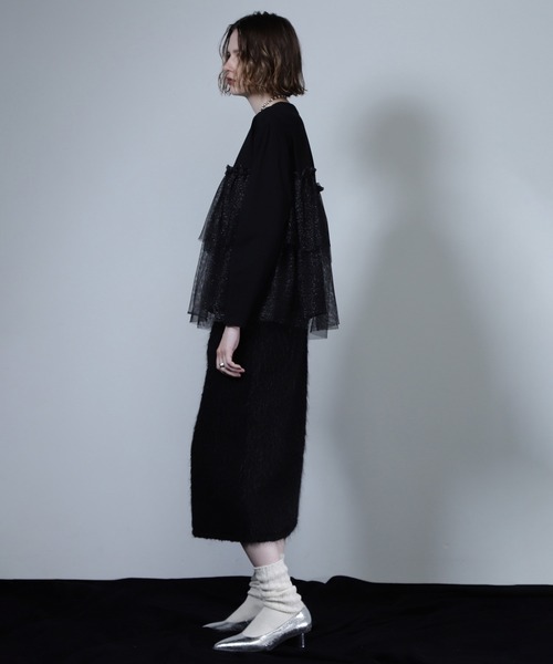 ROSE BUD(ローズバッド)の「【WEB・一部店舗限定】チュールティアードプルオーバー(Tシャツ/カットソー・レディース・ブラック/ホワイト・ONE SIZE)」の14枚目の写真