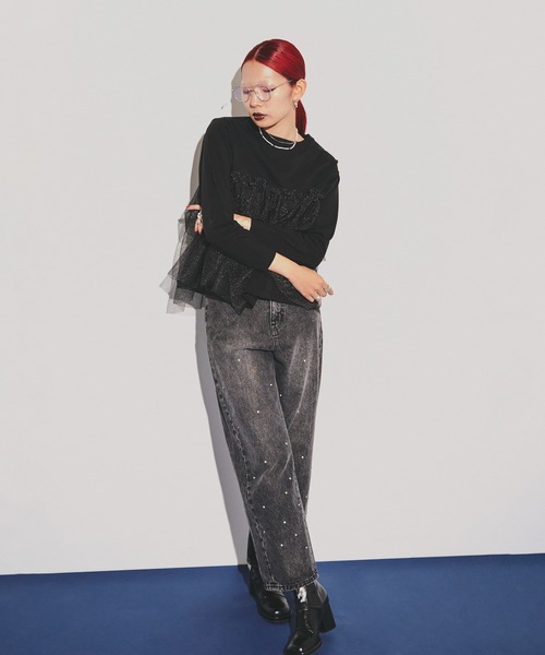 ROSE BUD(ローズバッド)の「【WEB・一部店舗限定】チュールティアードプルオーバー(Tシャツ/カットソー・レディース・ブラック/ホワイト・ONE SIZE)」の16枚目の写真