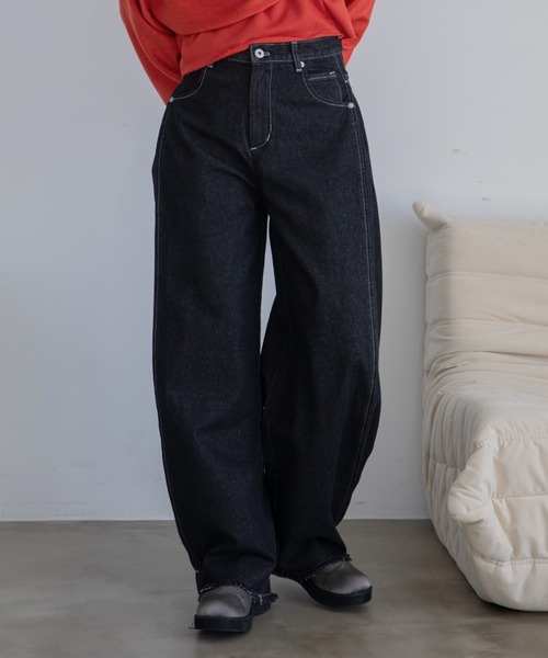 AMERI  CHEERFUL CHECK TOP＆PANTS セット セール】パンプキンシルエットタックデニム/SETUP/セットアップ