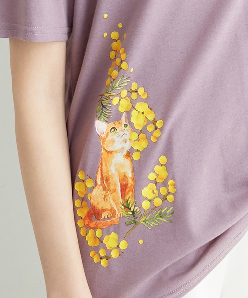 セール】大人かわいいプリント綿混Tシャツ（Tシャツ/カットソー