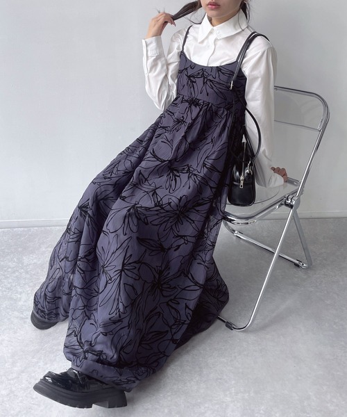 AS KNOW AS plus（アズノゥアズプラス）の「●アソートフラワーデザイン フレアキャミワンピース（ワンピース・レディース・ブラック系/ブラック系その他/アイボリー系・FREE）」の8枚目の写真