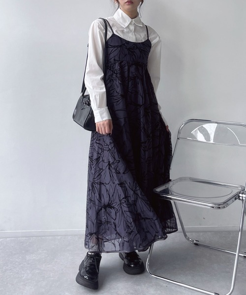 AS KNOW AS plus（アズノゥアズプラス）の「●アソートフラワーデザイン フレアキャミワンピース（ワンピース・レディース・ブラック系/ブラック系その他/アイボリー系・FREE）」の6枚目の写真