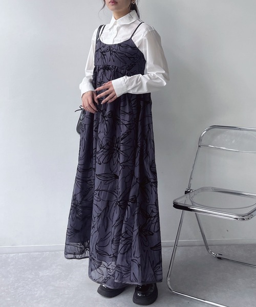 AS KNOW AS plus（アズノゥアズプラス）の「●アソートフラワーデザイン フレアキャミワンピース（ワンピース・レディース・ブラック系/ブラック系その他/アイボリー系・FREE）」の5枚目の写真