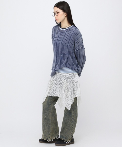 3.3 Field Trip （3.3フィールドトリップ）の「【再入荷】3.3 Field Trip／レイヤードレーススカート（スカート・レディース・ブラック/ホワイト・FREE）」の5枚目の写真