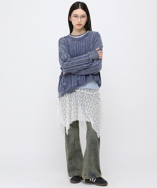 3.3 Field Trip （3.3フィールドトリップ）の「【再入荷】3.3 Field Trip／レイヤードレーススカート（スカート・レディース・ブラック/ホワイト・FREE）」の3枚目の写真