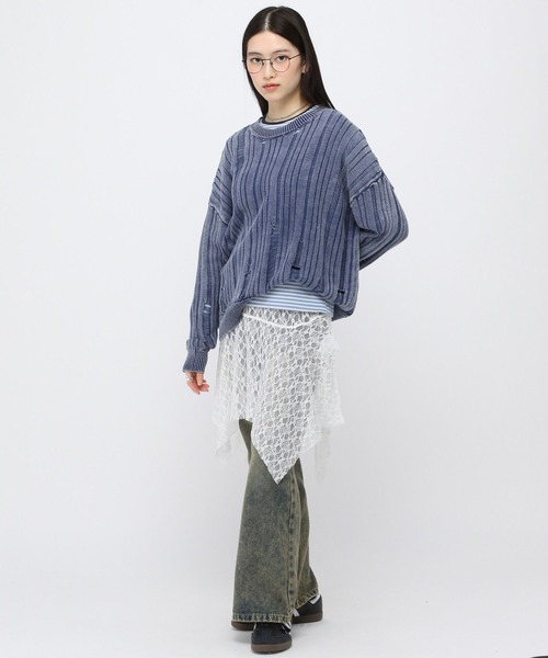 3.3 Field Trip （3.3フィールドトリップ）の「【再入荷】3.3 Field Trip／レイヤードレーススカート（スカート・レディース・ブラック/ホワイト・FREE）」の22枚目の写真