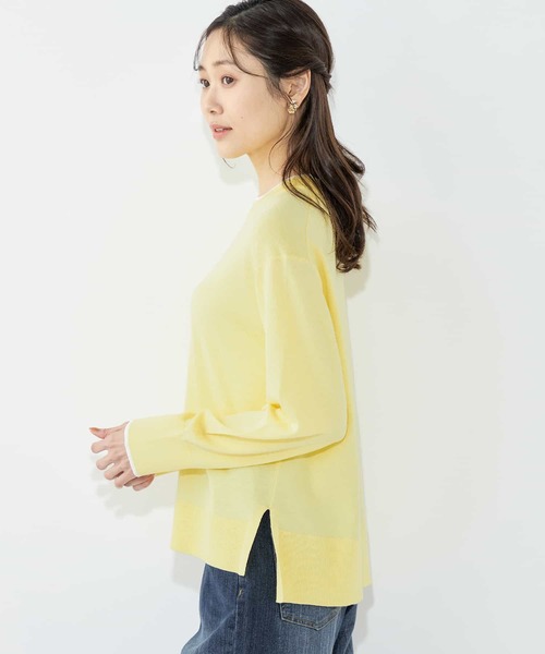 Petit Honfleur(プチオンフルール)の「バイカラー春ニットプルオーバー(ニット/セーター・レディース・イエロー/ネイビー・M/L)」の14枚目の写真