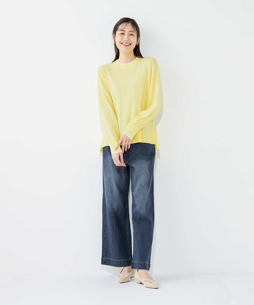 Petit Honfleur(プチオンフルール)の「バイカラー春ニットプルオーバー(ニット/セーター・レディース・イエロー/ネイビー・M/L)」の10枚目の写真