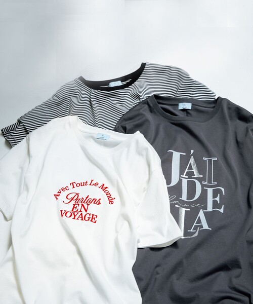 組曲 L(クミキョク オオキイサイズ)の「GIZAコットンタックスリーブ Tシャツ(Tシャツ/カットソー・レディース・ブラック系1/スモーキーグリーン系/アイボリー系/ブラック系・5/6/7)」の7枚目の写真