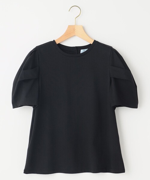 組曲 L(クミキョク オオキイサイズ)の「GIZAコットンタックスリーブ Tシャツ(Tシャツ/カットソー・レディース・ブラック系1/スモーキーグリーン系/アイボリー系/ブラック系・5/6/7)」の9枚目の写真