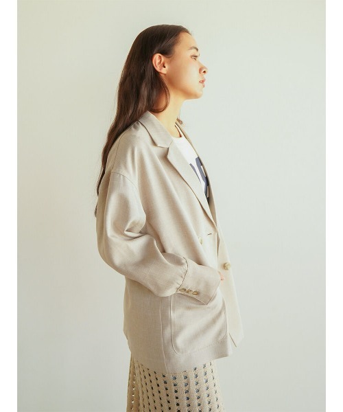 【関税込み】We11done オフホワイト ジャカード フーディ セール】Drop shoulder double jacket（テーラードジャケット
