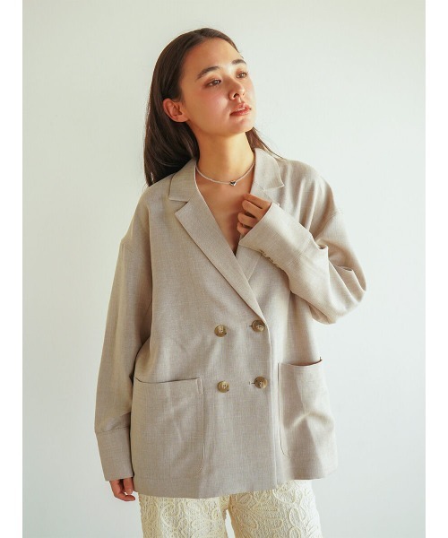 FIKA.(フィーカ)の「Drop shoulder double jacket(テーラードジャケット・レディース・ブラウン/ベージュ系・MEDIUM)」の10枚目の写真