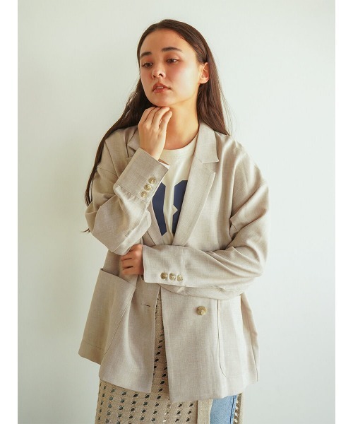 セール】Drop shoulder double jacket（テーラードジャケット