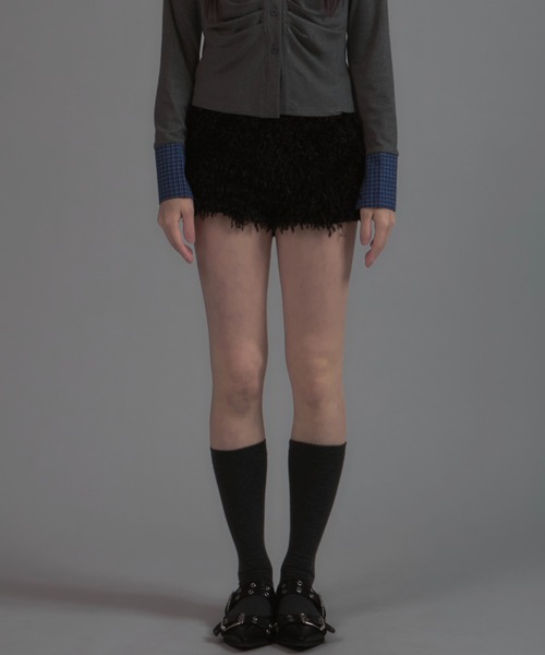 tinkerend(ティンカーエンド)の「Fur Shorts / ファーショートパンツ(スウェットパンツ・レディース・ブラック/ホワイト・FREE)」の14枚目の写真