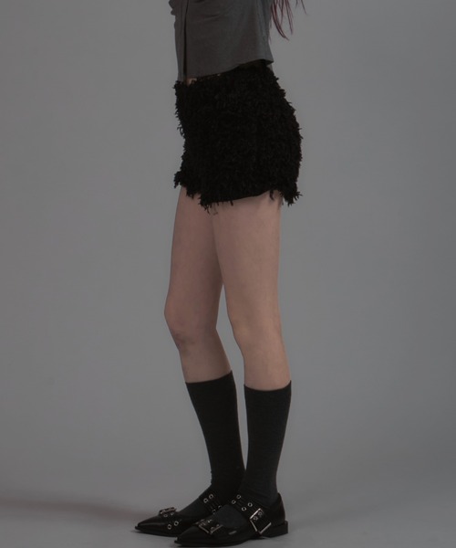 tinkerend(ティンカーエンド)の「Fur Shorts / ファーショートパンツ(スウェットパンツ・レディース・ブラック/ホワイト・FREE)」の15枚目の写真