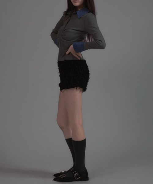 tinkerend(ティンカーエンド)の「Fur Shorts / ファーショートパンツ(スウェットパンツ・レディース・ブラック/ホワイト・FREE)」の17枚目の写真