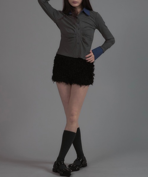 tinkerend(ティンカーエンド)の「Fur Shorts / ファーショートパンツ(スウェットパンツ・レディース・ブラック/ホワイト・FREE)」の16枚目の写真