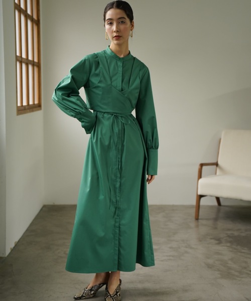 CIEL'AIR（シエルエアー）の「Layered Shirt Dress（シャツワンピース・レディース・グリーン・FREE）」の3枚目の写真