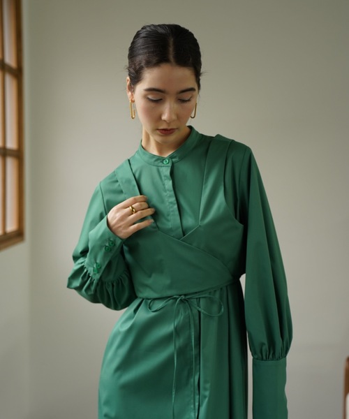 CIEL'AIR（シエルエアー）の「Layered Shirt Dress（シャツワンピース・レディース・グリーン・FREE）」の4枚目の写真
