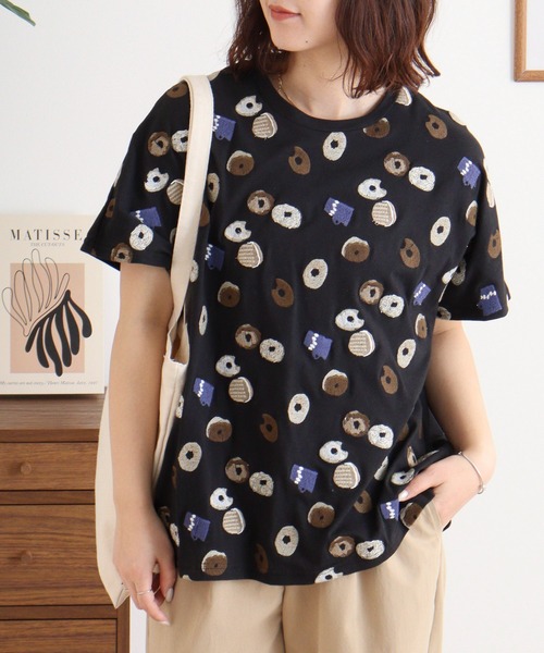 tシャツ EMAGO ドーナツ刺繍ドルマンＴ レディース EMAGO ドーナツ刺繍ドルマンT（Tシャツ/カットソー）｜Emago
