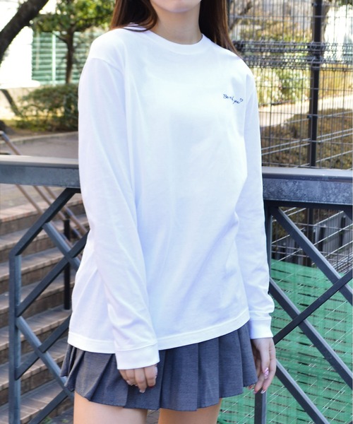 MODISH GAZE(モディシュガゼ)の「【MODISH GAZE】カップルイラストロンT Be with you(CP)(Tシャツ/カットソー・レディース・ブラック/ホワイト/ホワイト系1・M)」の8枚目の写真