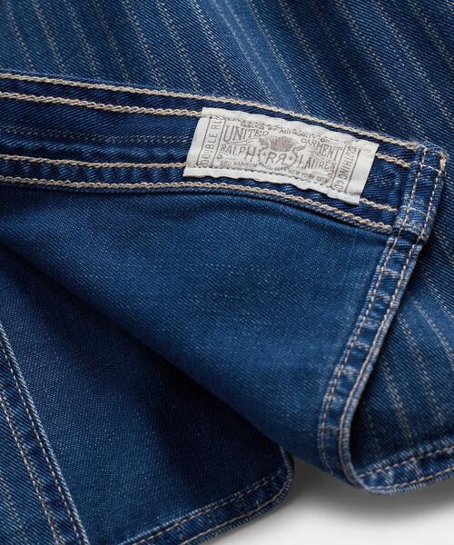 RRL(ダブル アール エル)の「インディゴ ストライプド デニム スカート(デニムスカート・レディース・ネイビー系1・1/2/3/4/5)」の4枚目の写真